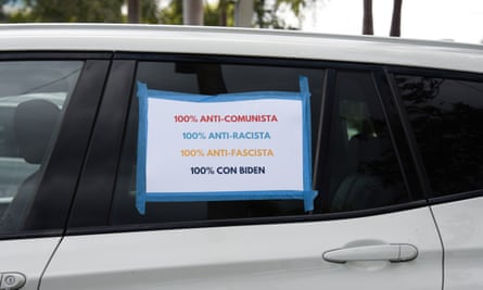 Cars show their support of Biden and Harris at a ‘Rally For the Latino Vote’ in Miami last month.