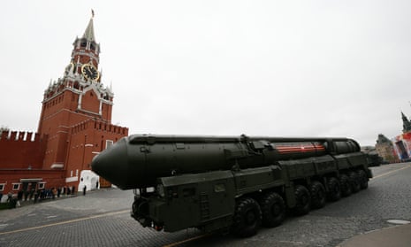 A Russian Topol M intercontinental ballistic missile launcher rolls along Red Square during the 2017 Victory Day military parade to celebrate 72 years since the defeat of Nazi Germany, in Moscow.