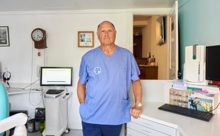 Paul Cassar, a dentist who brought a bear back to life on the operating table, photographed in his surgery, Chichester, July 2026