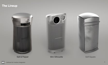 Images of three finalist thrash can designs 