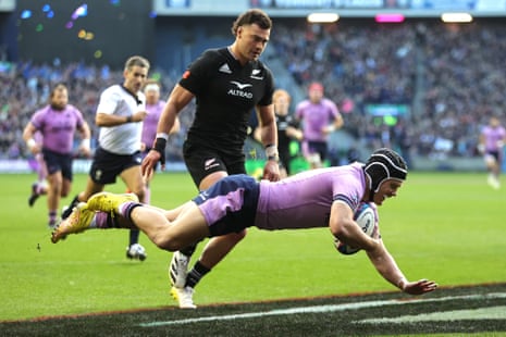 Scotland v New Zealand: Autumn Nations Series – live | Autumn Nations Series 2 Darcy Graham of Scotland dives over to score his team's second try.