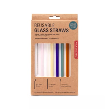 Kikkerland Multicolour Glass Straws, Set of 6