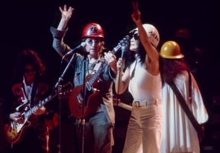 John Lennon and Yoko Ono appearing in Power to the People.