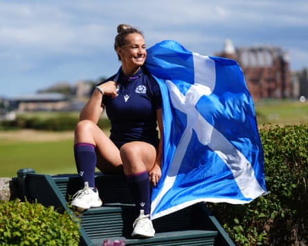 Rachel Malcolm with a Scotland flag.