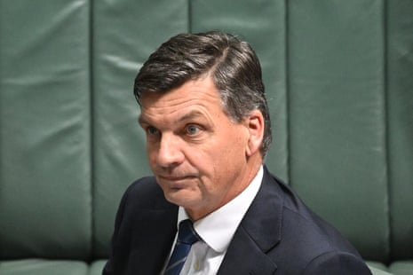 Angus Taylor reacts during question time.