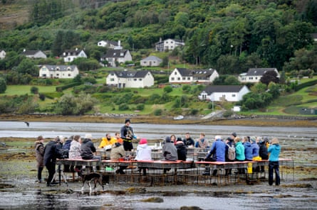 Communal education … the oyster table installation on Skye.