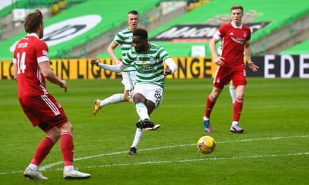 Odsonne Édouard’s deflected strike after eight minutes earns Celtic victory over Aberdeen.
