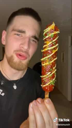 Bartek Michalski with his Korean barbecue corn dog.