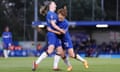 Maika Hamano celebrates scoring Chelsea’s second goal, her first for the club