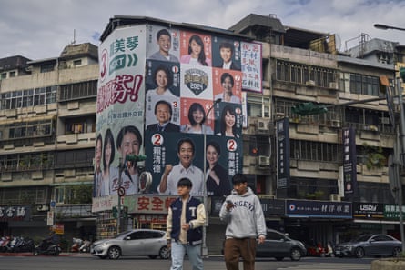 A campaign poster for the Democratic Progressive party (DPP) in Taipei