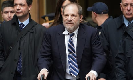 Harvey Weinstein departs a New York court during his ongoing sexual assault trial.
