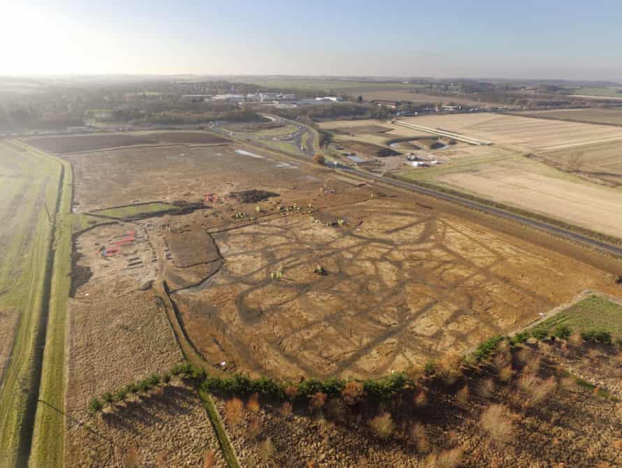 Aerial view of the archaeological site excavated at Bar Hill.