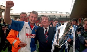 Sport<br>Mandatory Credit: Photo by Colorsport/REX/Shutterstock (3119678a)
ALAN SHEARER & CHAIRMAN JACK WALKER CELEBRATE BLACKBURN'S PREMIER LEAGUE TROPHY WIN WITH THE TROPHY 14/5/1995 LIVERPOOL V BLACKBURN ROVERS Anfield Liverpool 2 Blackburn 1
Sport