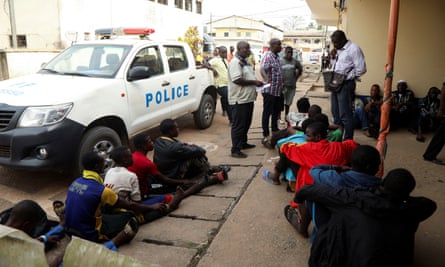 Police checks during an operation to rescue children from child traffickers