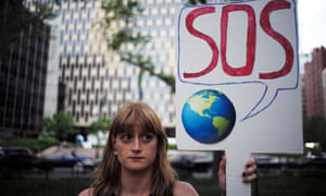 A demonstration against Trump’s decision to pull out of the landmark climate change deal, which the president announced in June.