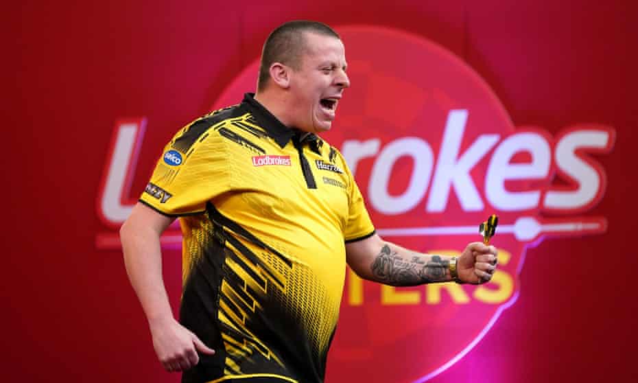Dave Chisnall during the Ladbrokes Masters  tournament at the Marshall Arena, Milton Keynes.