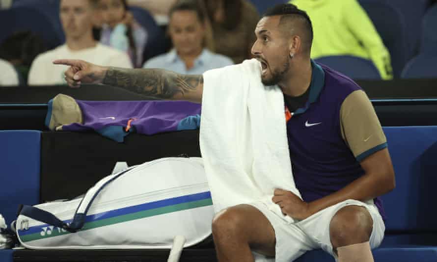 Nick Kyrgios during his third-round defeat by Dominic Thiem in Melbourne.