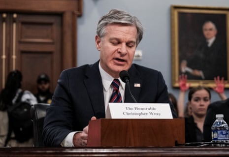 FBI Director Christopher Wray testifies before the House Approbations subcommittee on Capitol Hill in Washington, US