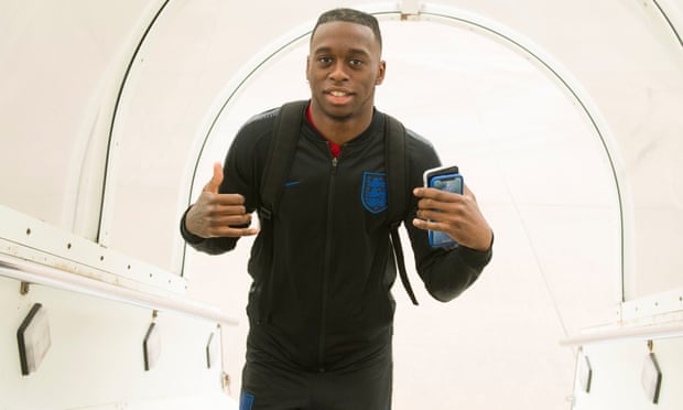 Aaron Wan-Bissaka at Birmingham airport, on his way to the European Under-21 finals in Italy.