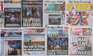Newspaper front pages on 1 February 2020