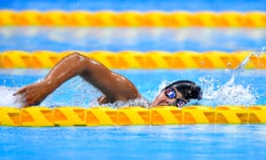 Anastasia Pagonis of USA on her way to winning the women’s S11 400m freestyle with a new world record time of 4:54.49.