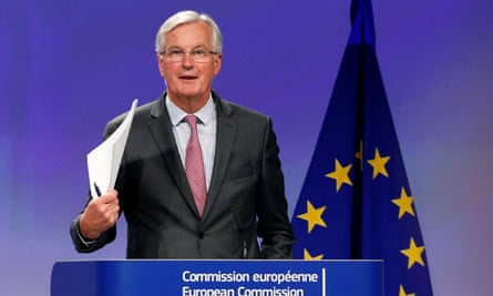 European Union’s chief Brexit negotiator Michel Barnier holds a joint news conference with Britain’s Secretary of State for Exiting the European Union David Davis.