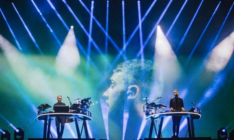Guy Lawrence and Howard Lawrence of Disclosure performing at Leeds festival 