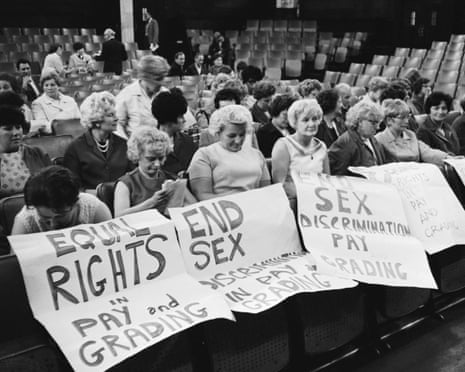 Striking female machinists from the Ford plant in Dagenham attend a women’s conference on equal rights in industry at Friends House, Euston, on 28 June 1968.