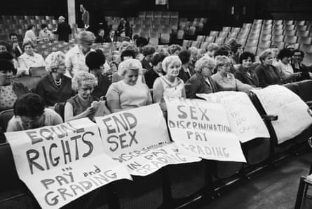 Striking female machinists from the Ford plant in Dagenham attend a women’s conference on equal rights in industryin London, 1968.