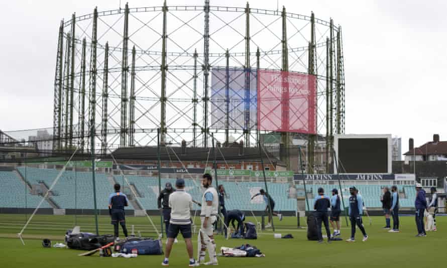 The India team during a nets session at the Oval in preparation for the fourth Test against England.