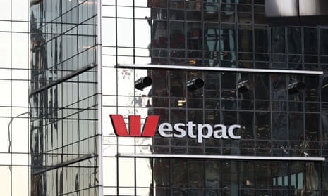 An office building with Westpac logo in the central business district of Sydney