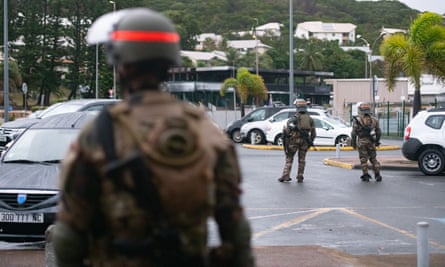 French soldiers secure the Magenta airport in Noumea.