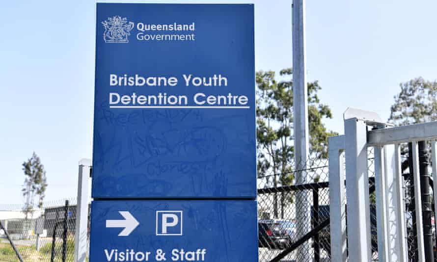 A signs at the entry to the Brisbane Youth Detention Centre in Brisbane. A worker at the centre tested positive to Covid-19 last week.