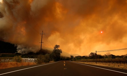 Wildfire moves through Napa Valley in California on 10 October 2017.