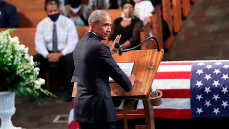 'John Lewis was exceptional': Obama, Clinton and Bush pay tribute at funeral in Atlanta – video