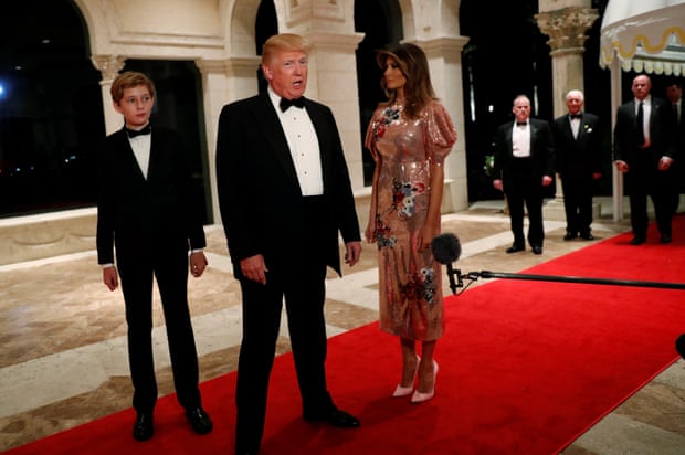 In 2017, Donald Trump and First Lady Melania Trump attended a New Year's Eve party at his club Mar a Lago with son Barron.