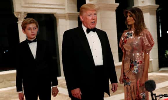 Donald Trump  with Melania Trump and their son Barron