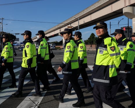 South Korean police near Gimhae airport in Busan