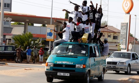 People celebrate in Brusubi, Gambia.