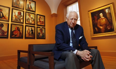 David McCullough pictured with art by George Catlin, one of the artists featured in his book The Greater Journey, at the Smithsonian American Art Museum in Washington, 2011. 