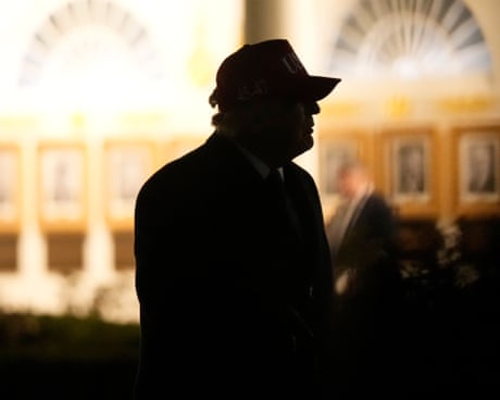 A silhouette of Donald Trump on 1 March 2026.
