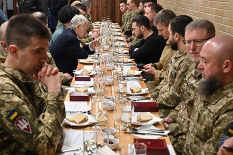 Volodymyr Zelenskiy attending an Iftar fast-breaking meal with Muslim Ukrainian servicemen in Kyiv.