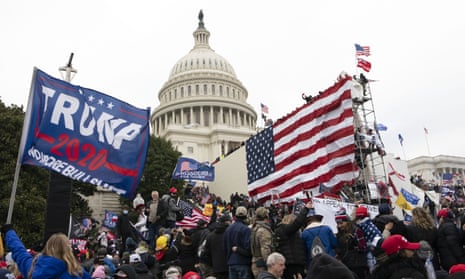 Part of the mob outside the US Capitol on 6 January. 