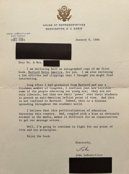 the LeBoutillier letter on House of Representatives stationery