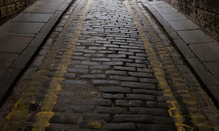 Cobblestones near the Royal Mile in Edinburgh.