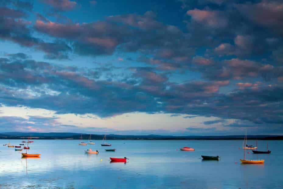 Findhorn Bay at dusk, Moray, Scotland, UK.