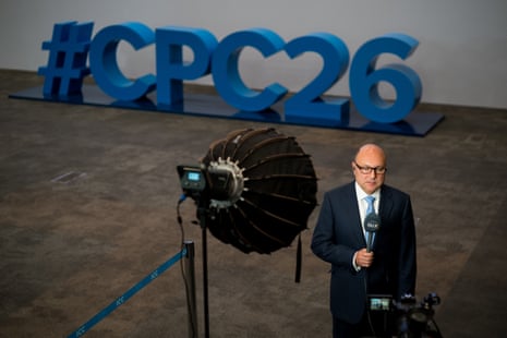 Andrew Griffith, the shadow chancellor, giving an interview at the Tory conference this morning.