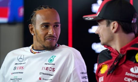 Lewis Hamilton with Ferrari's Charles Leclerc last year.