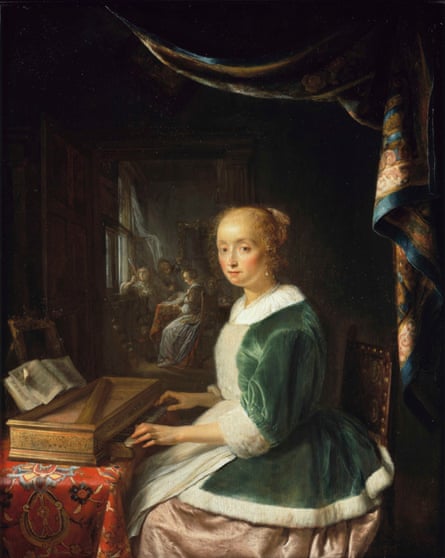 A Young Lady Playing the Virginal by Gerrit Dou.