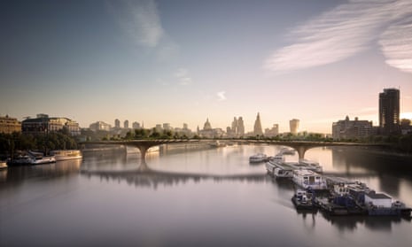 A computer-generated image of the garden bridge, London